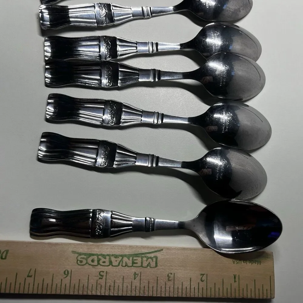 Lot of 7 Vtg Gibson Coca Cola Stainless Steel Tablespoons Spoons Coke Bottle 7